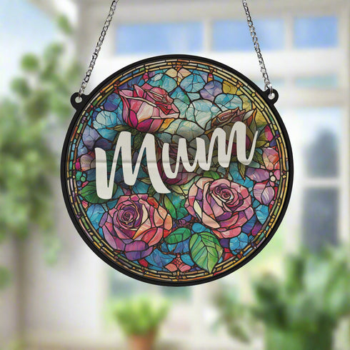 Mum Stained Glass Effect Suncatcher